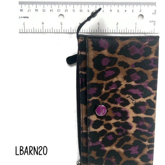Coach Purple Leopard Ocelot Zippered Wallet - Picture 10 of 10